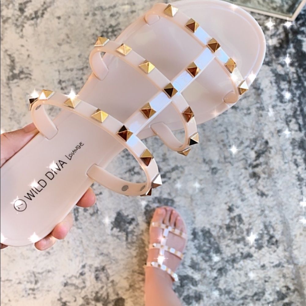 Malania Jelly Studded Slide Sandals, Free Shipping